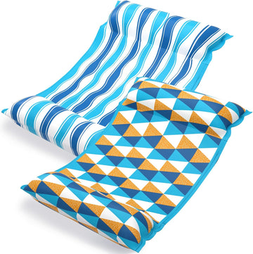 Jasonwell Water Hammock Pool Floats - 2PACK Fabric Inflatable Pool Hammock Float Floaties 4 in 1 (Saddle Lounge Chair Drifter) Lake Beach Floating Loungers Swimming Pool Rafts Toys for Adults (TriC) - Jasonwell